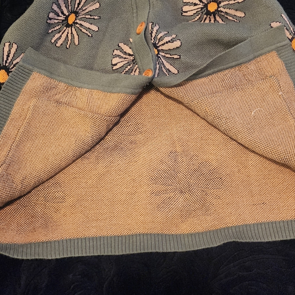Voodoo Vixen Olive Green & Daisy Cardigan - Picture 4 of 6